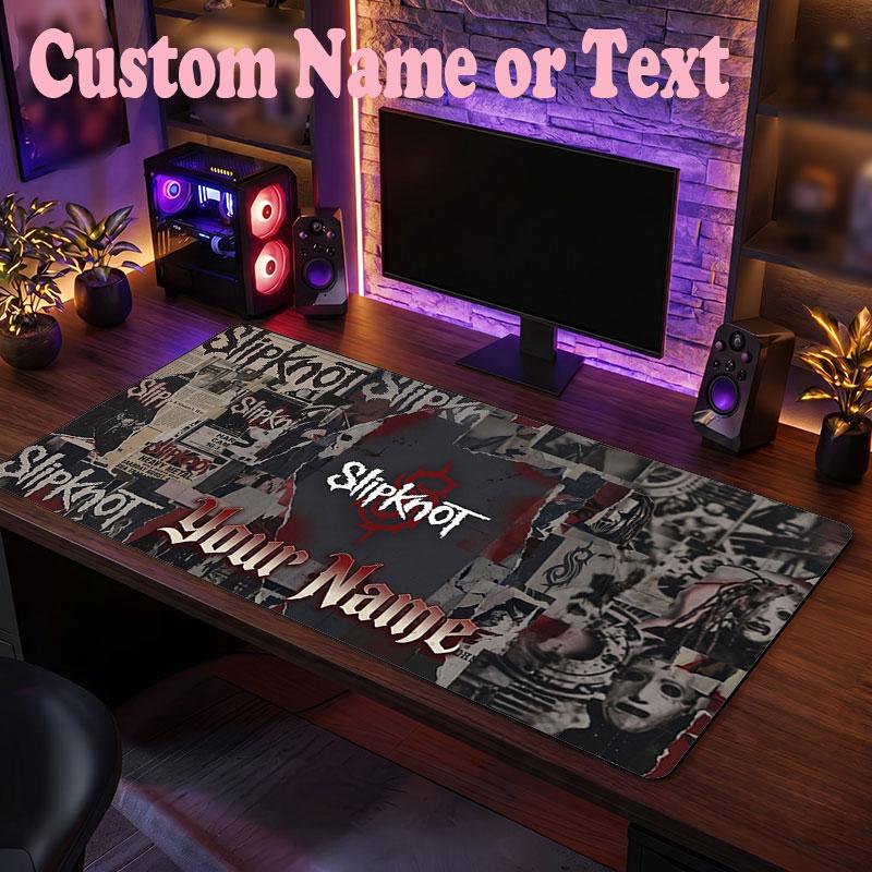 Tappetino per Mouse Slipknot con Nome Personalizzato, Tappetino Grande per Scrivania, Regalo Personalizzato per Ufficio Domestico