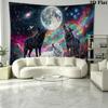 Wolf Art Wall Tapestry Aesthetic Wall Hanging Printed Fabric Blanket Decorative Tapestries for Bedroom Living Room Home Decor