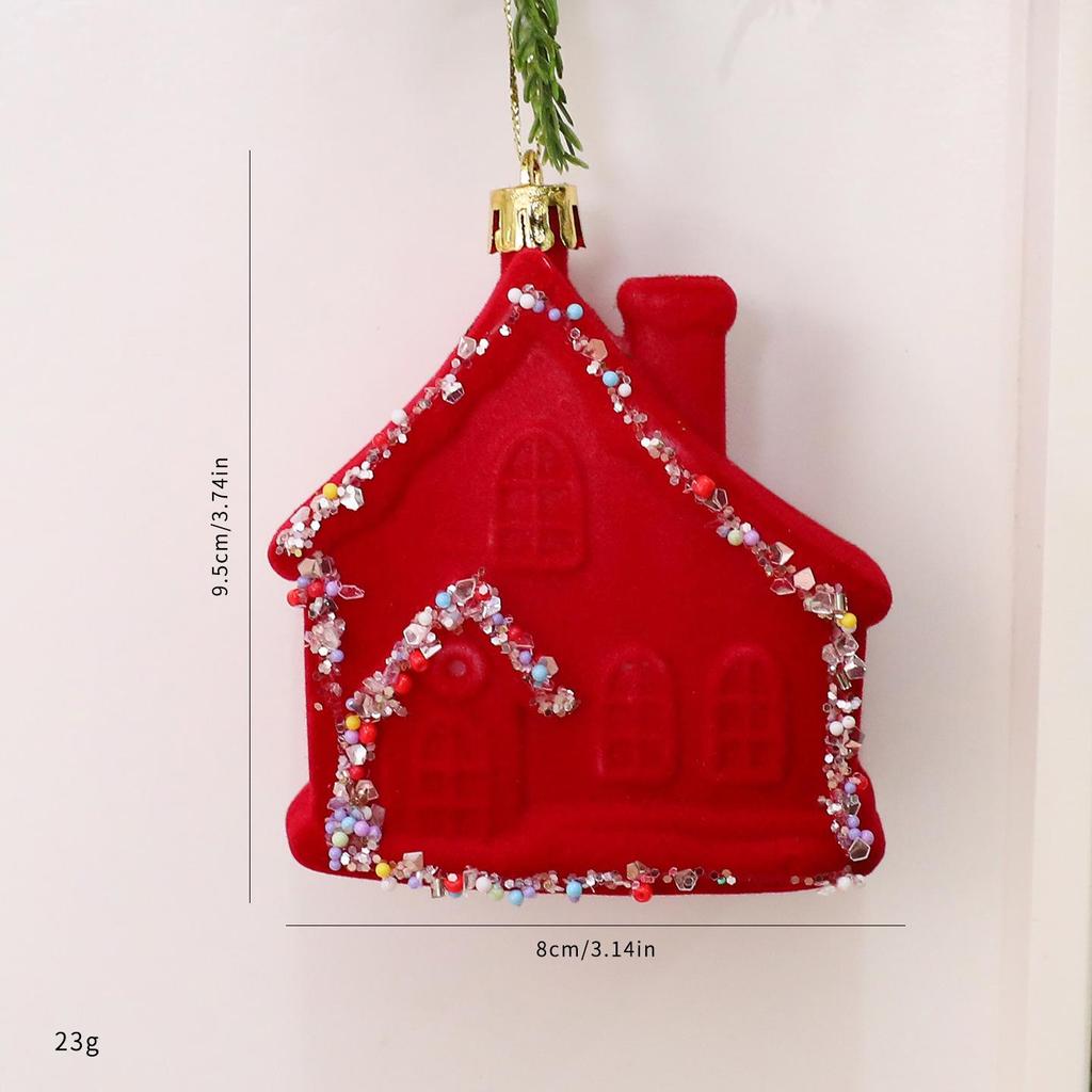 Velvet Christmas Ornaments, Red Assorted Festive Designs, Holiday Tree Decorations