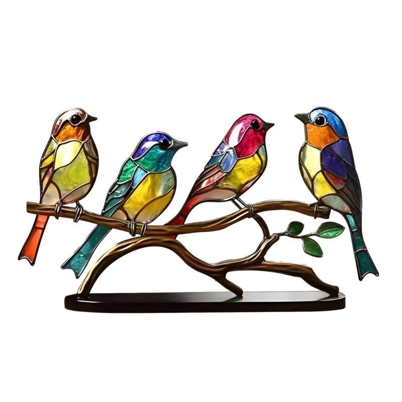 Birds Desk Ornamented, Stylish Acrylic Figurine for Living Room