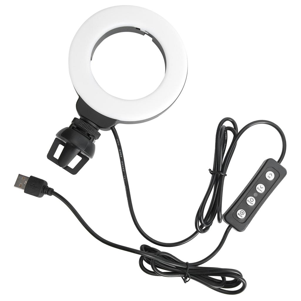 4in LED Dimmable Ring Light Selfie Fill Light with Clip for Live Video for Laptop Tablet PC