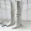 Módní dámské boty 2024 Vysoká kvalita Nazouvací dámské kozačky Módní plisované Kancelářské a kariérní Sexy špičaté Kozačky nad koleno Zapatos