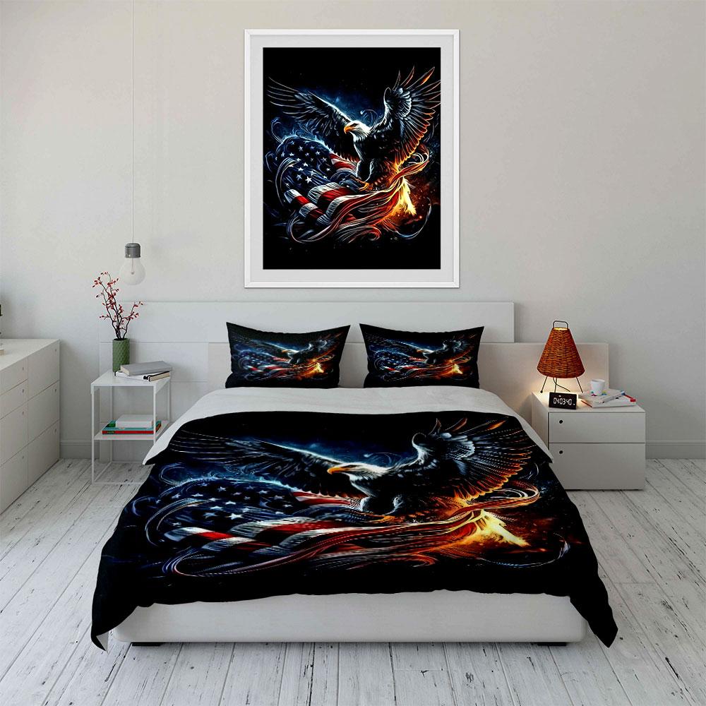 Eagle and American Flag. Bedding Sets Duvet Cover Sets Duvet Covers Pillowcases(1 * Duvet Cover 2 * Pillowcases Without Duvet Insert)