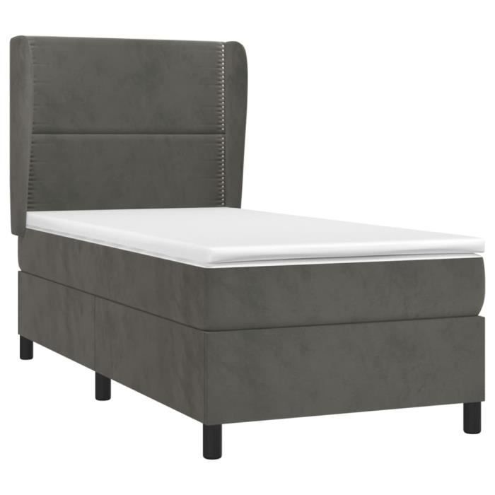 3129118 vidaXL Divan Bed and Mattress Dark Grey 80x200 Cm Velvet