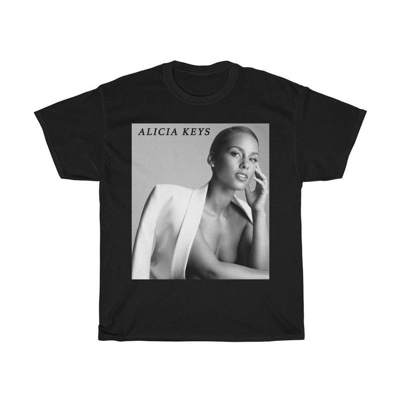 Alicia Keys Design Black Unisex Tour Concert Black T-shirt Graphic Tee L