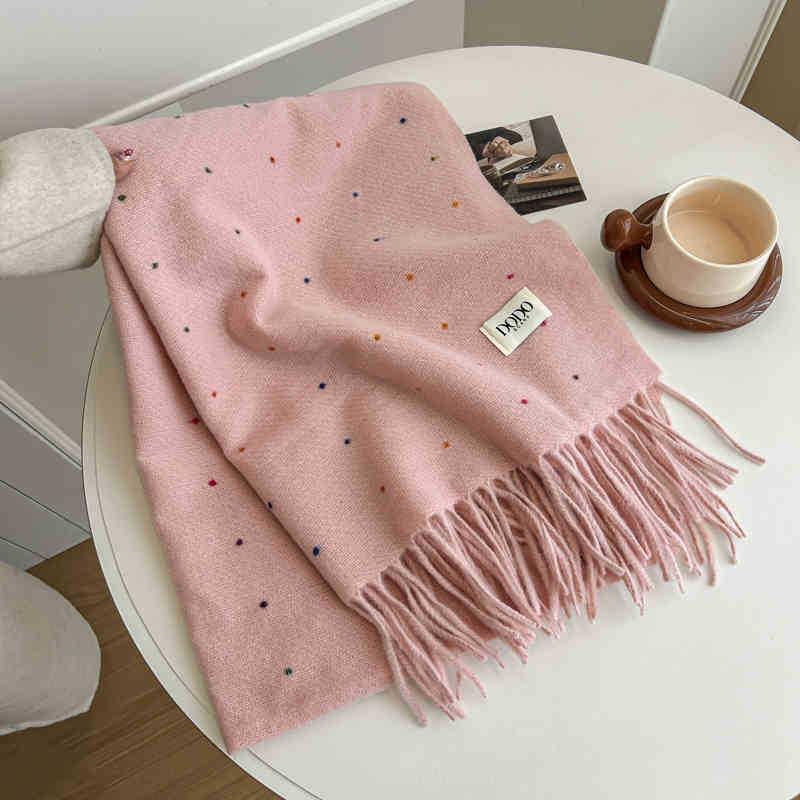 Womens Winter Warm Knitted Scarf With Mohair Blend Soft Shawl Students Casual Wear