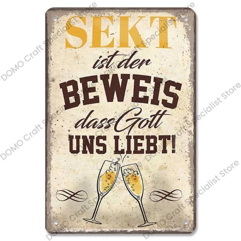 Vintage Beer Metal Sign, New Year Pub Decor Plaque