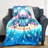 Stitch Tropical Shore Flannel Blanket Super Soft Warm Cozy Blanket for Sofa Bed Office Travel All‑Season Home Decor Gift