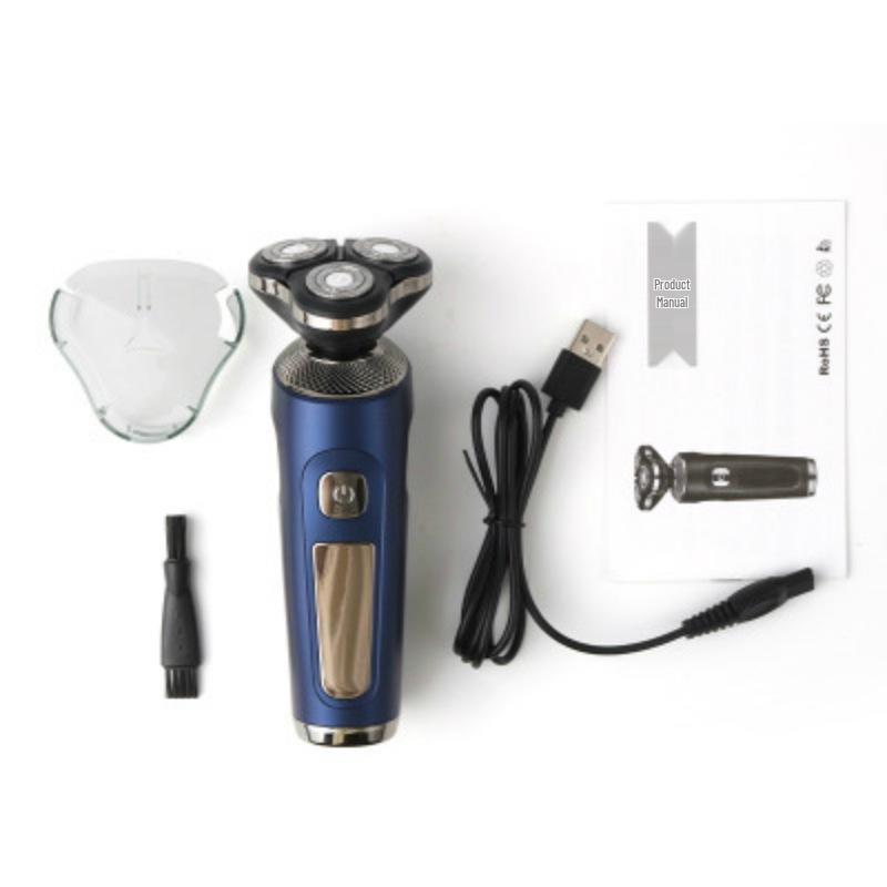Smart LCD Electric Shaver, Washable Rotary 3-Blade Head, 360° Coverage, USB Charging