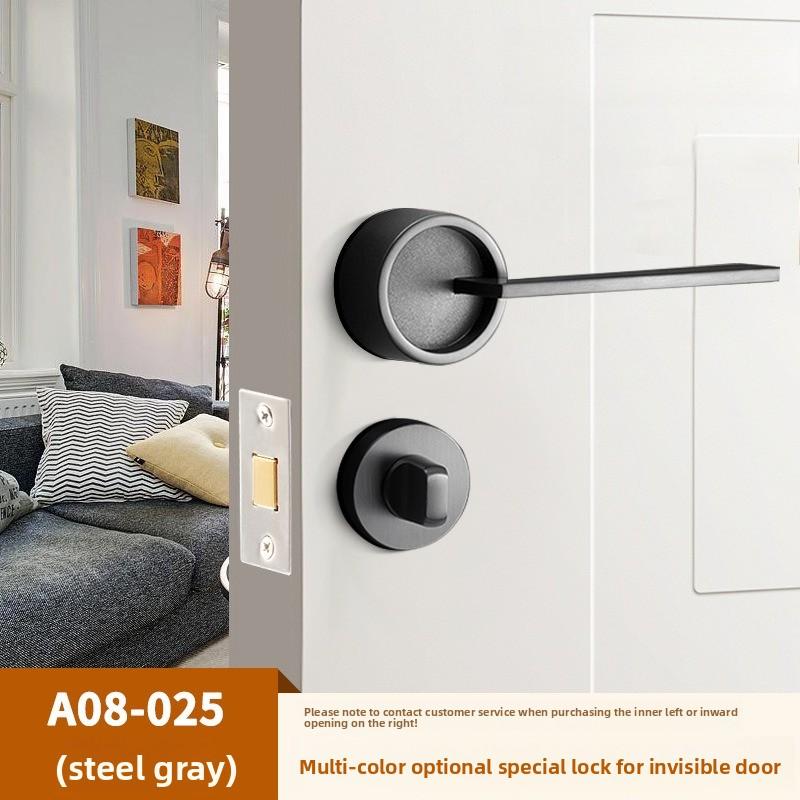 Stainless Steel Bathroom Keyless Door Lock Household Wooden Door Handle Lock Indoor Black Red and Green Indicator Door Handle