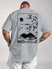 Unisexs Fashionable Tshirt with Landscape Pattern Shortsleeved Top