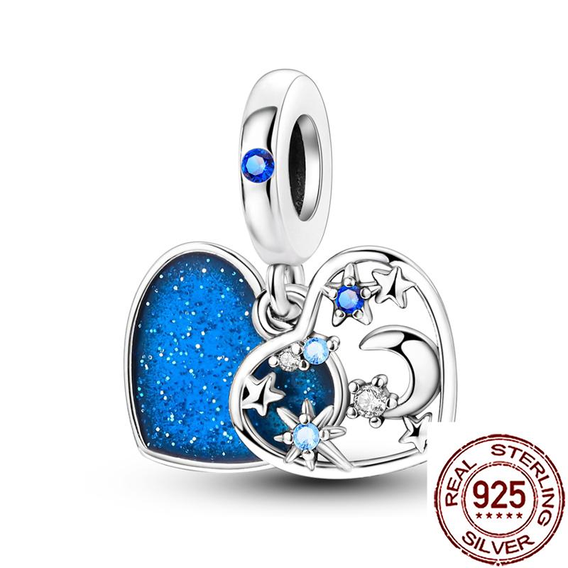 Charms Copper Moon Star Night Sky Galaxy Celestial Dangle Beads Fit Snake Chain Bracelet Necklace Women Diy Jewelry