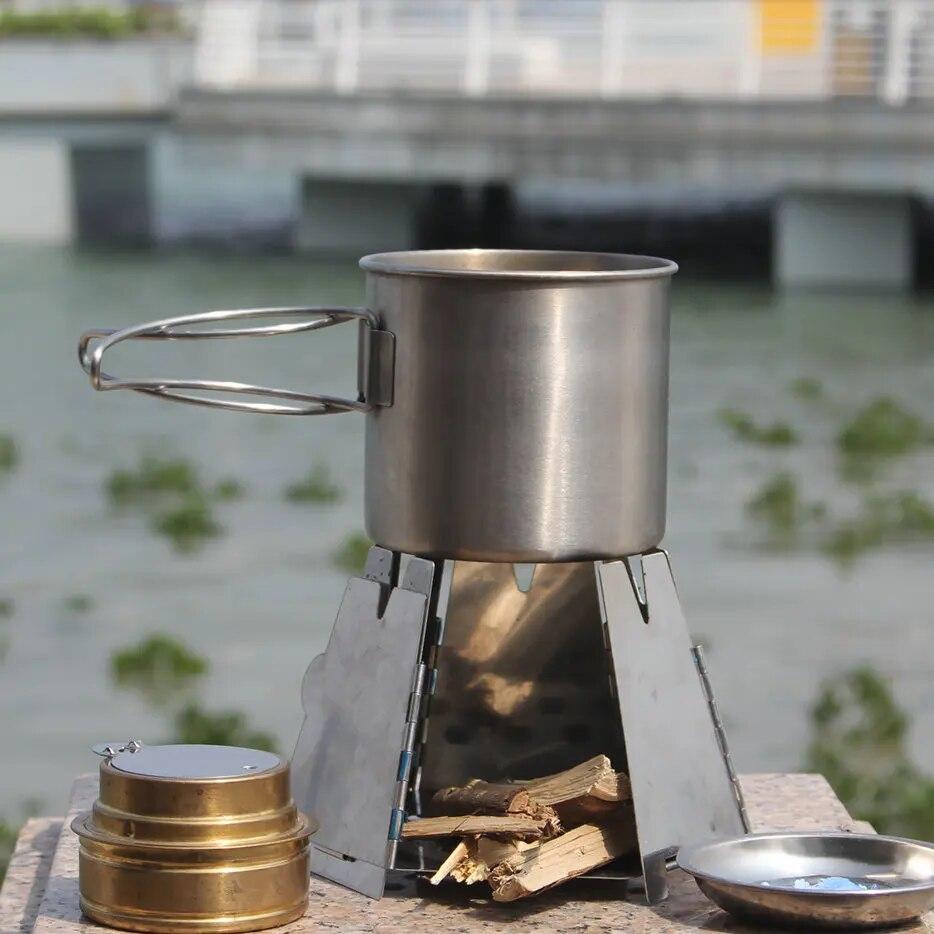 Ветрозащитная печь для кемпинга из нержавеющей стали — фото 4