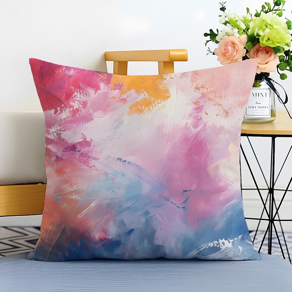 G-Gradient Ink Wash Cushion Cover Washable Linen Pillowcase Soft For Sofa Bed Cozy Home Room Decor