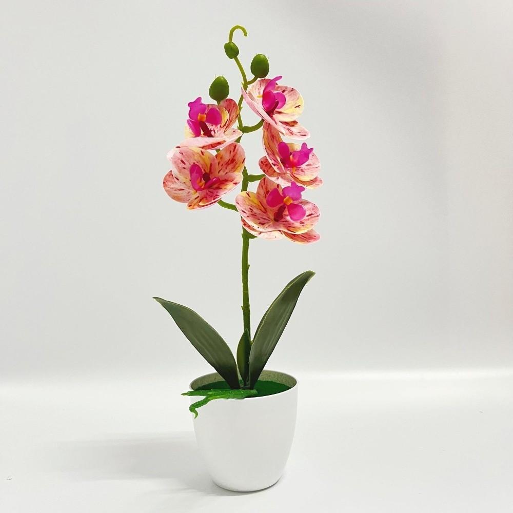 Pink Artificial Orchid Potted Flowers Simulated Plastic Fake Flower Bonsai  Living Room Ornaments
