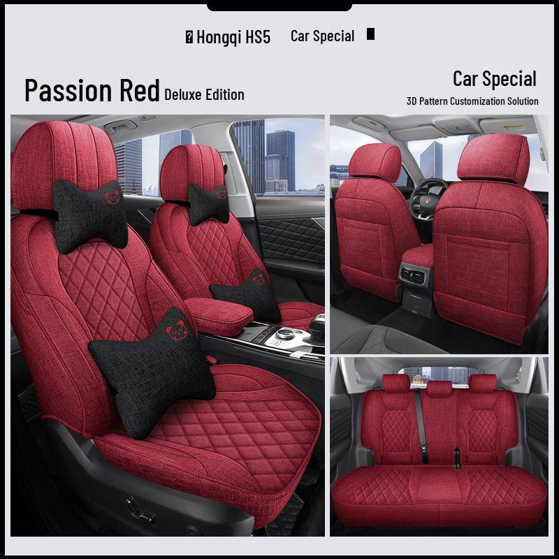 Hongqi HS5 Universal Car Seat Cover - Four Seasons Linen Fabric Full Coverage Cushion