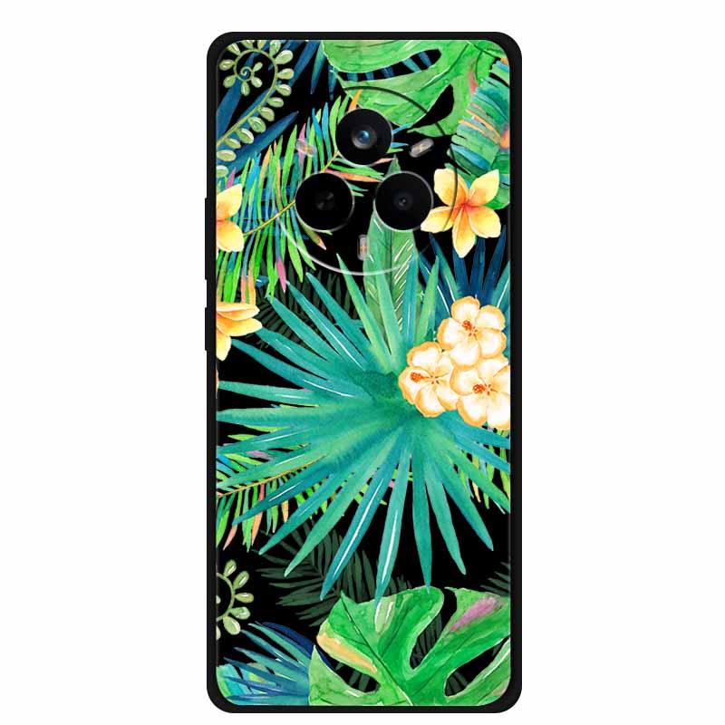 For Realme 14 Pro Case Luxury Phone Cover For Realme 14 Pro+ Cute Floral Black Silicone Soft Case TPU Funda Realme 14 Pro Plus