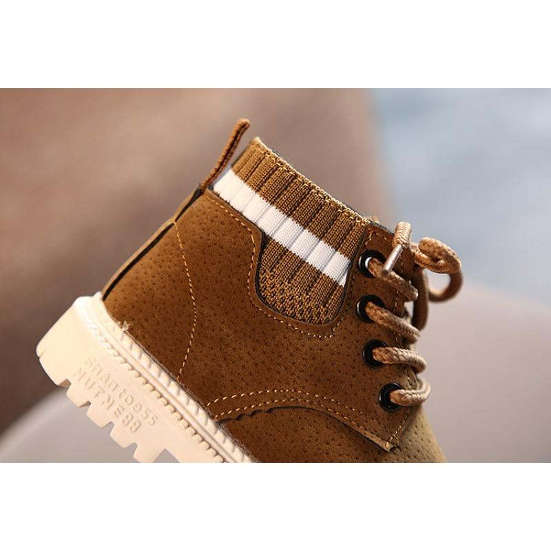 Children's Winter Cotton Shoes Boys Warm-Lined Martin Boots Girls Retro Ankle Boots Soft Sole Snow Boots