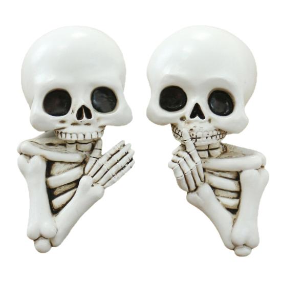 1 Pár Halloweenská Kostra Dekorace Samolepicí Strašidelná Pryskyřičná Kostra Samolepka na Vypínač Sváteční Párty Domov Kancelář Zeď Gotická Ozdoba Hlava Lebky