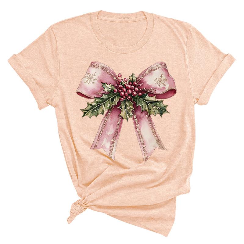 Christmas Printed Fashionable Women's T-shirt Christmas Trend Pure Cotton Casual Sportswear T-Shirts Women’s