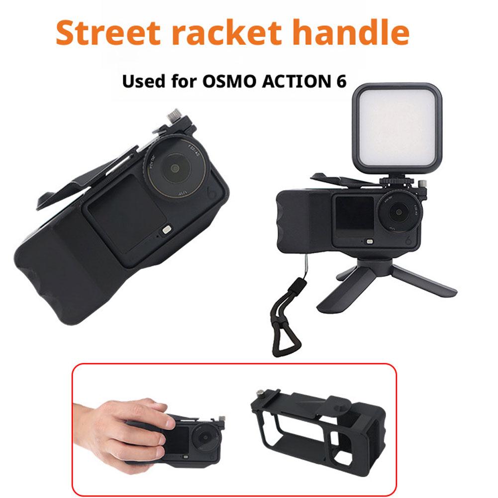 Street Photography Handle Expansion Frame For OSMO ACTION 6 Grip Mount Quick Release Cage Camera Handle Stand Accessories nero
