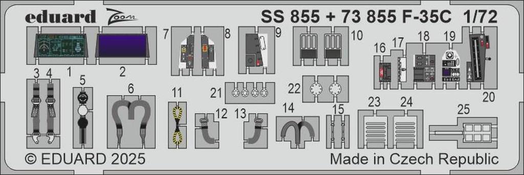 Eduard 1/72 Zoom Etching F-35C Etched Parts (for Tamiya) Plastic Model Kit Parts EDUSS855 (Airplane)