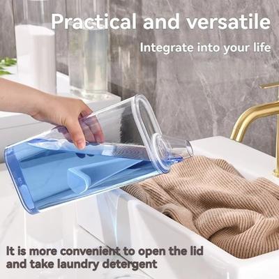 Airtight Washing Powder Storage Box Transparent Large Capacity Laundry Detergent Dispenser with Measuring Cup Laundry Pod Bucket