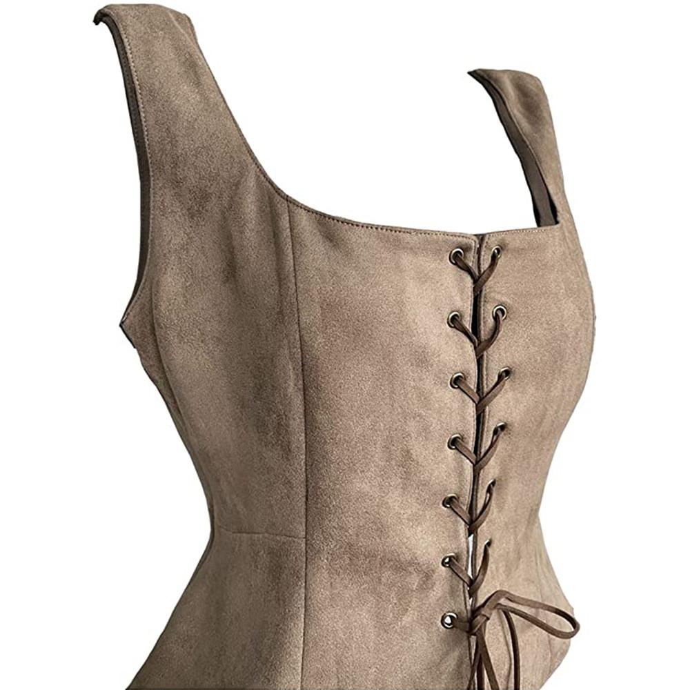 Gilet Peluche Pelle di Cervo Costume di Halloween Rinascimentale Vichingo Pirata Cosplay Canottiera