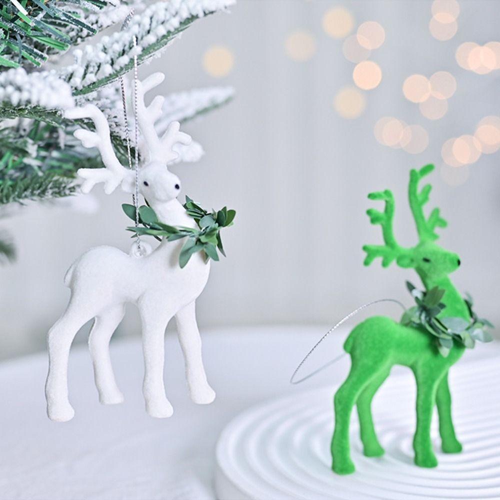 Cute Christmas Wreath Plush Reindeer Flocking Xmas Tree Hanging Ornaments  Home Xmas Decoration