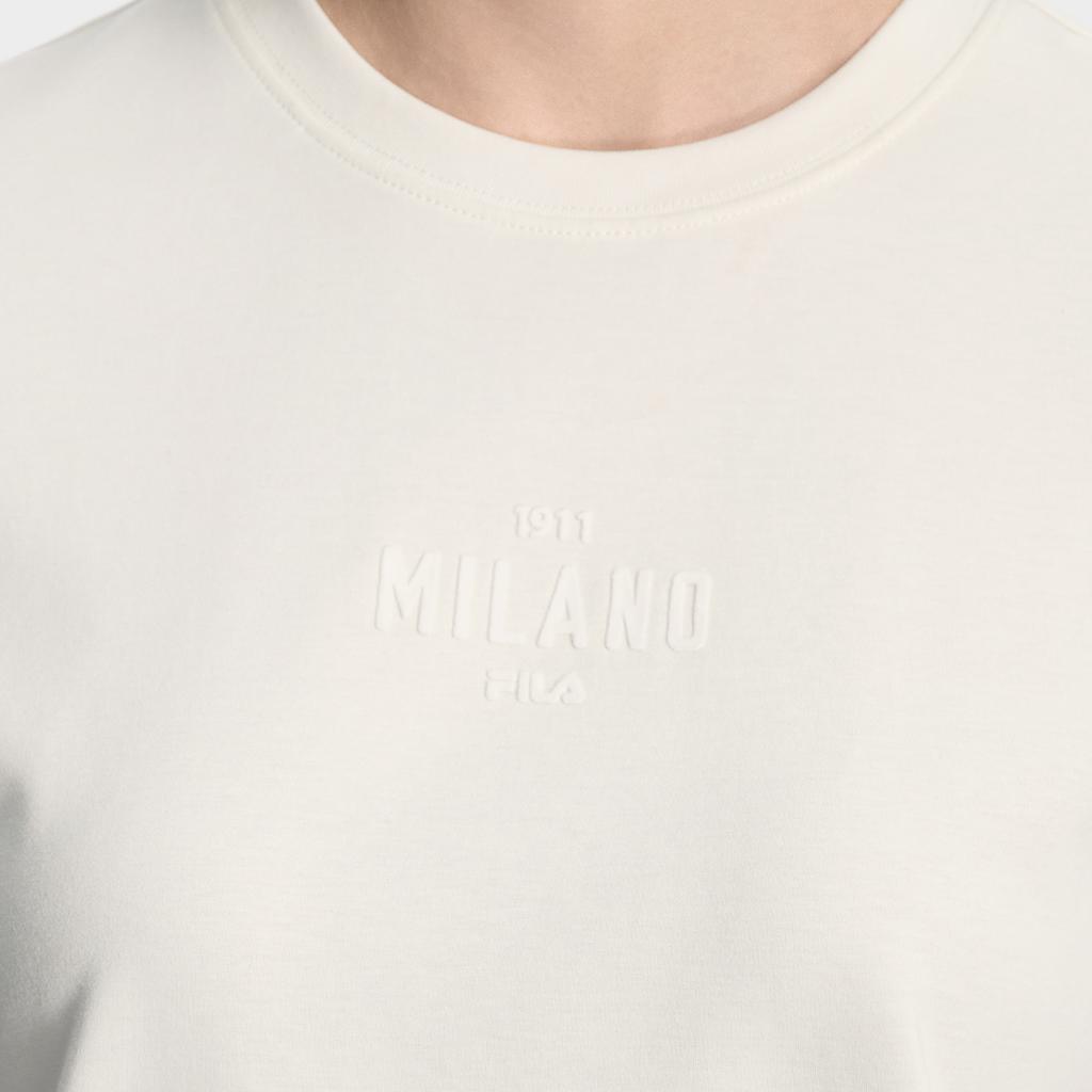 FILA Milano Series Fashion Simple Comfortable Classic Retro Sports Casual Short Sleeve T-Shirt Women tops Cloud-White F11W615101FWT