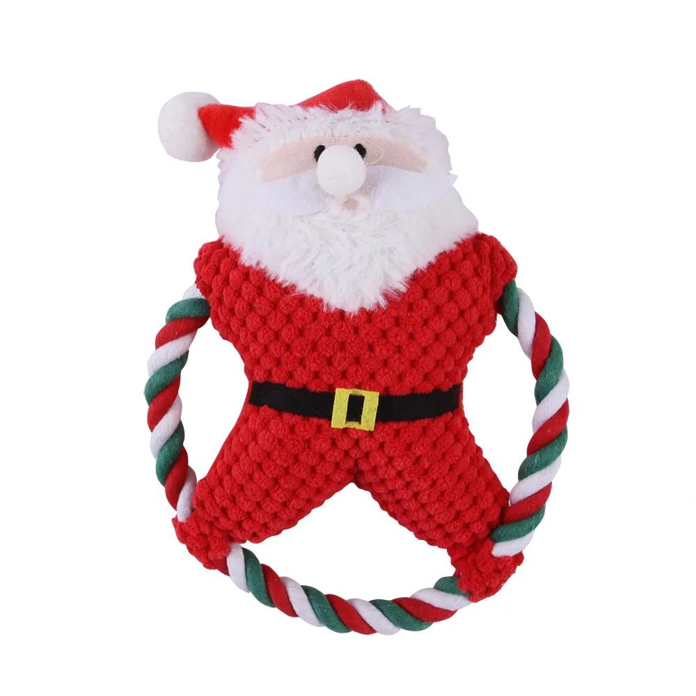 

Christmas Dog Toys for Small Large Dogs Pet Santa Claus Gingerbread Man Rope Toy Durable Chew Bite Resistant Dog Accessories