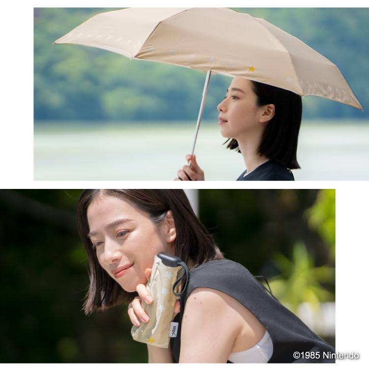 Mini Sunshade Super Mario UV Heat For Rain or Folding For [2025] Wpc. Parasol, Brothers, Beige, 100% Shading, 100% Protection, UPF50+, Protection,