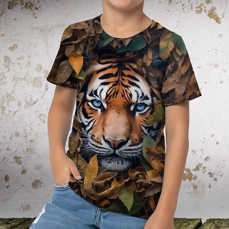 3D Print Summer Spring Sports Fashion Streetwear Kids  Crew Neck Casual Daily Outdoor Regular Top