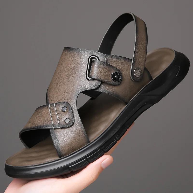

Мода Простой Комфорт Мужская Обувь Французский Ретро Мужские Тапочки Противоскользящая Мягкая Подошва Мужские Сандалии 2025 Лето Новая Повседневная Мужская Одинарная Обувь Zapatos 44 серый