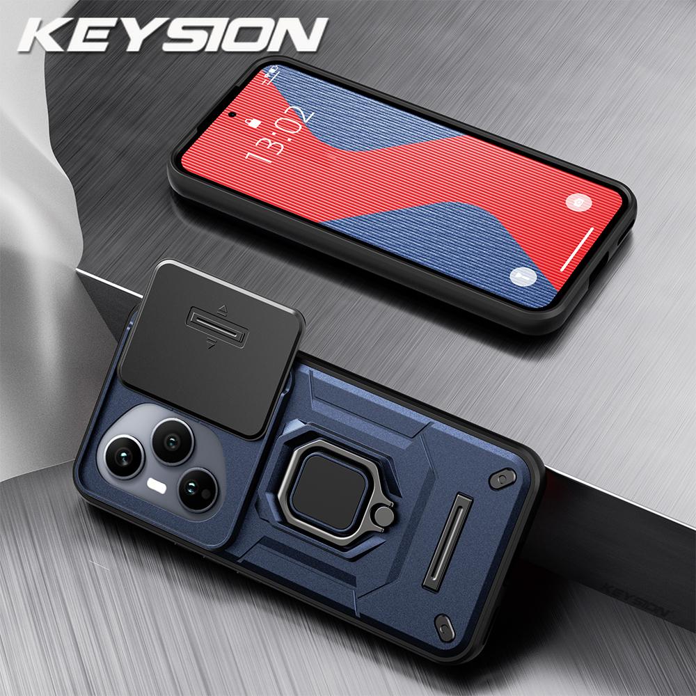 

KEYSION Противоударный бронированный чехол для HONOR 400 Pro 5G со сдвижной защитой объектива камеры, кольцом-подставкой, чехол для телефона для Huawei Honor 400 5G for Honor 400 Pro синий