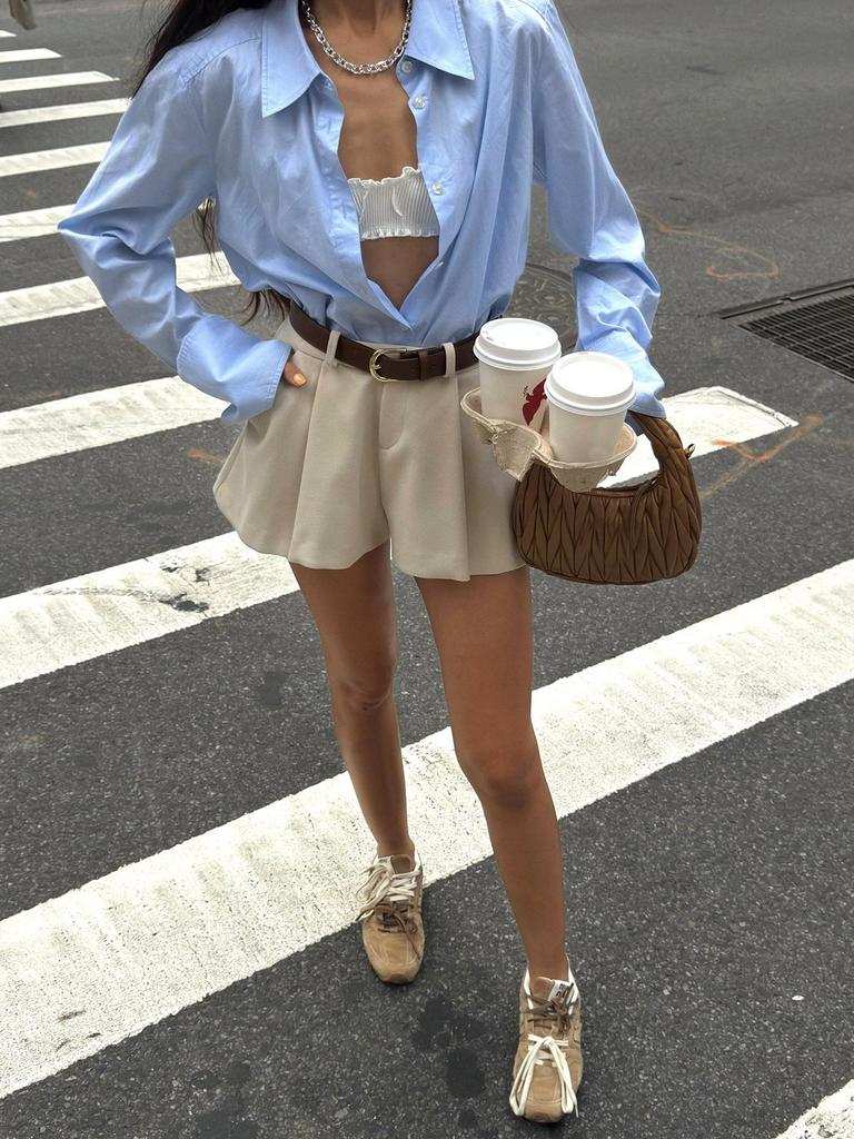 2026 Spring/Summer Women's Blue Long Sleeve Loose Cardigan Top
