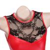 Women Alluring Bandage Bodycon Mini Dress Featuring Sexy Lace Detailing And Stretchy Synthetic Leather