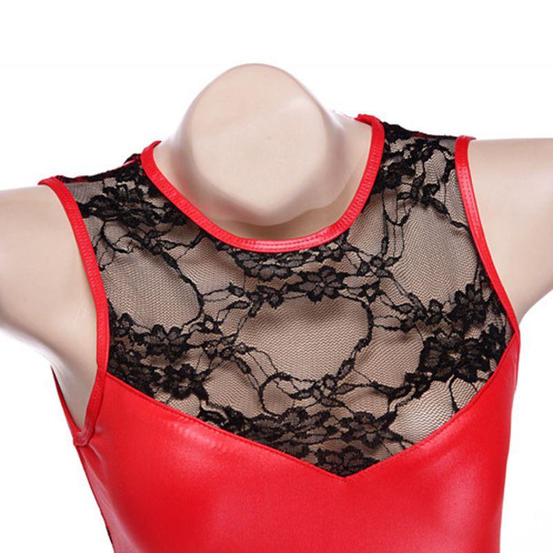Women Alluring Bandage Bodycon Mini Dress Featuring Sexy Lace Detailing And Stretchy Synthetic Leather