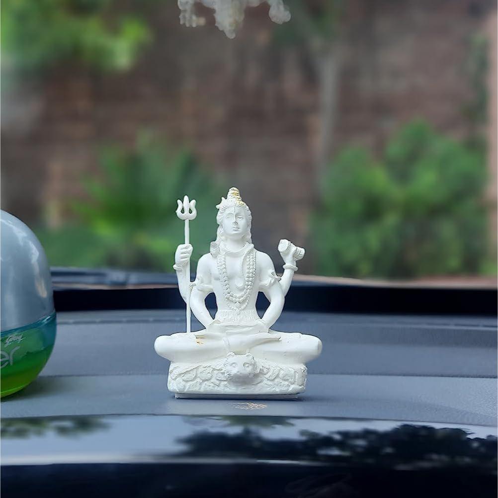 Statuie Idoli Sculptură Shiv Shiva Murti pentru Bordul Mașinii Pooja Camera Templului Decor Acasă & Ocazii de Festival Cadouri (3 Inci Înălțime, Rășină)