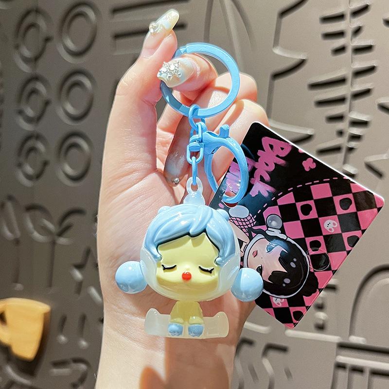Creative Cute Electroplating Sitting Posture Keychain Girl Bag Doll Pendant Gift