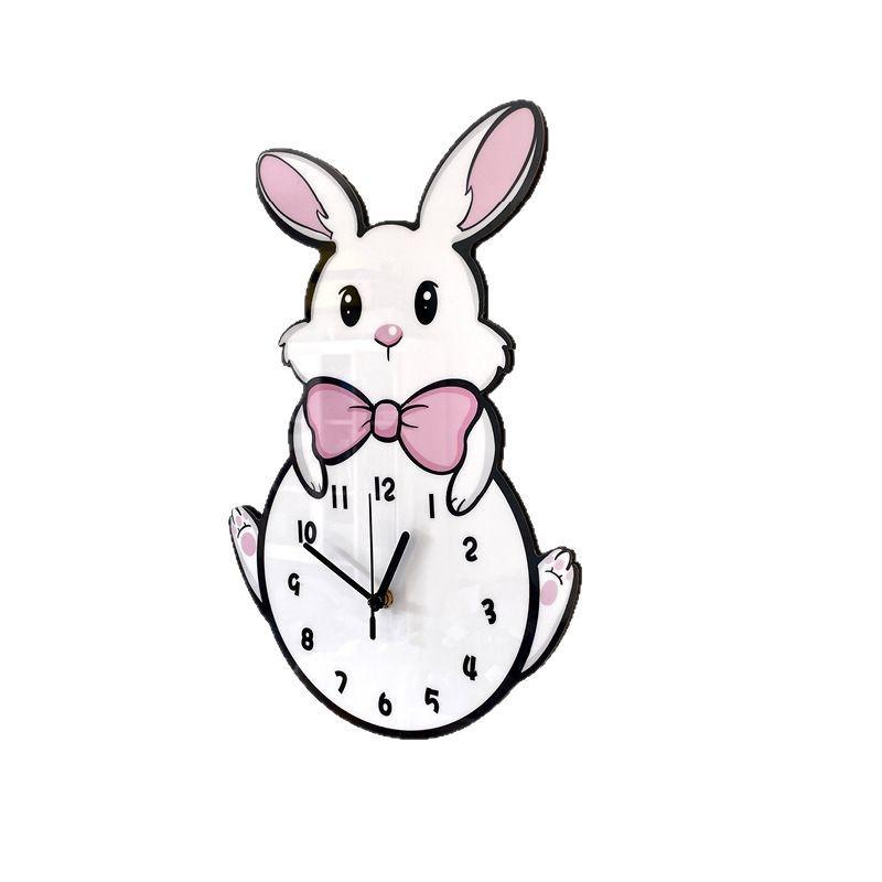 Little White Rabbit Cartoon Creative Living Room Decoration Wall Clock Kindergarten Children's Room Cute Silent Wall Clock Clock
