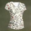 Women V Neck Short Sleeve T Shirt Floral Print Casual Loose Fit Lightweight Summer Top for Daily Wear Work Travel