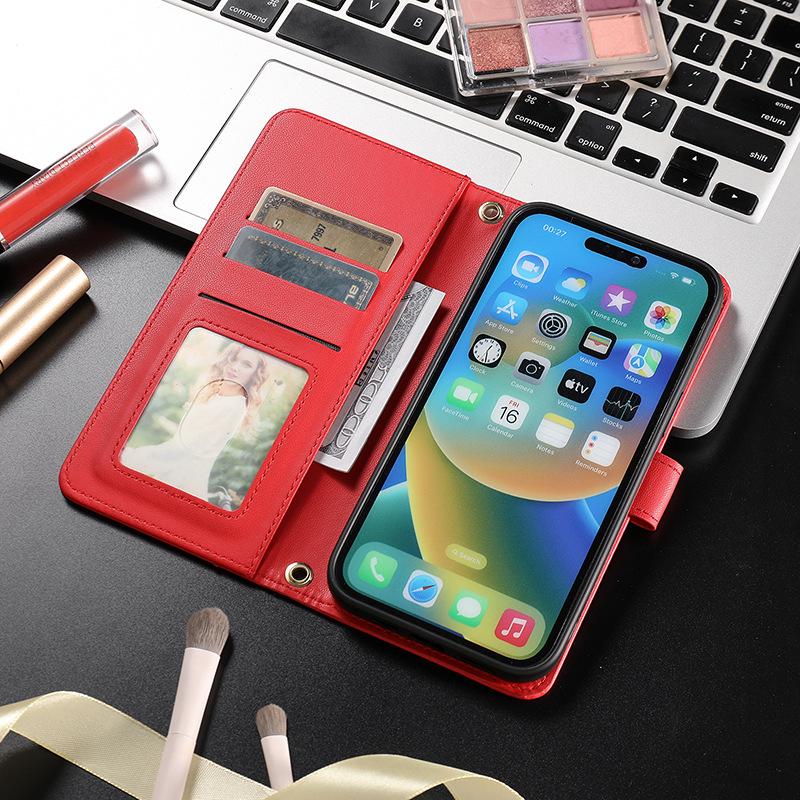 VIVO Lederhülle: Magnetisches Flip-Cover mit Kartenfächern für Samsung, Xiaomi, Huawei, iPhone