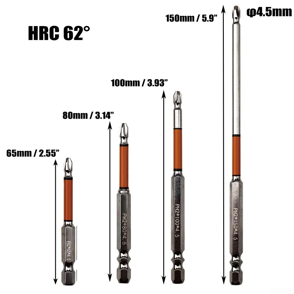 1/4\'\'(6.35mm) Hex Screwdriver Bits 100mm 150mm 2 X 65mm