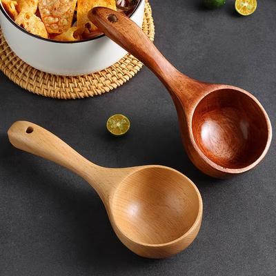 Japanese-style Large Soup Spoon, Noodle Wooden Spoon, Noodle Serving Spoon, Long-handled Porridge Spoon for Home Use