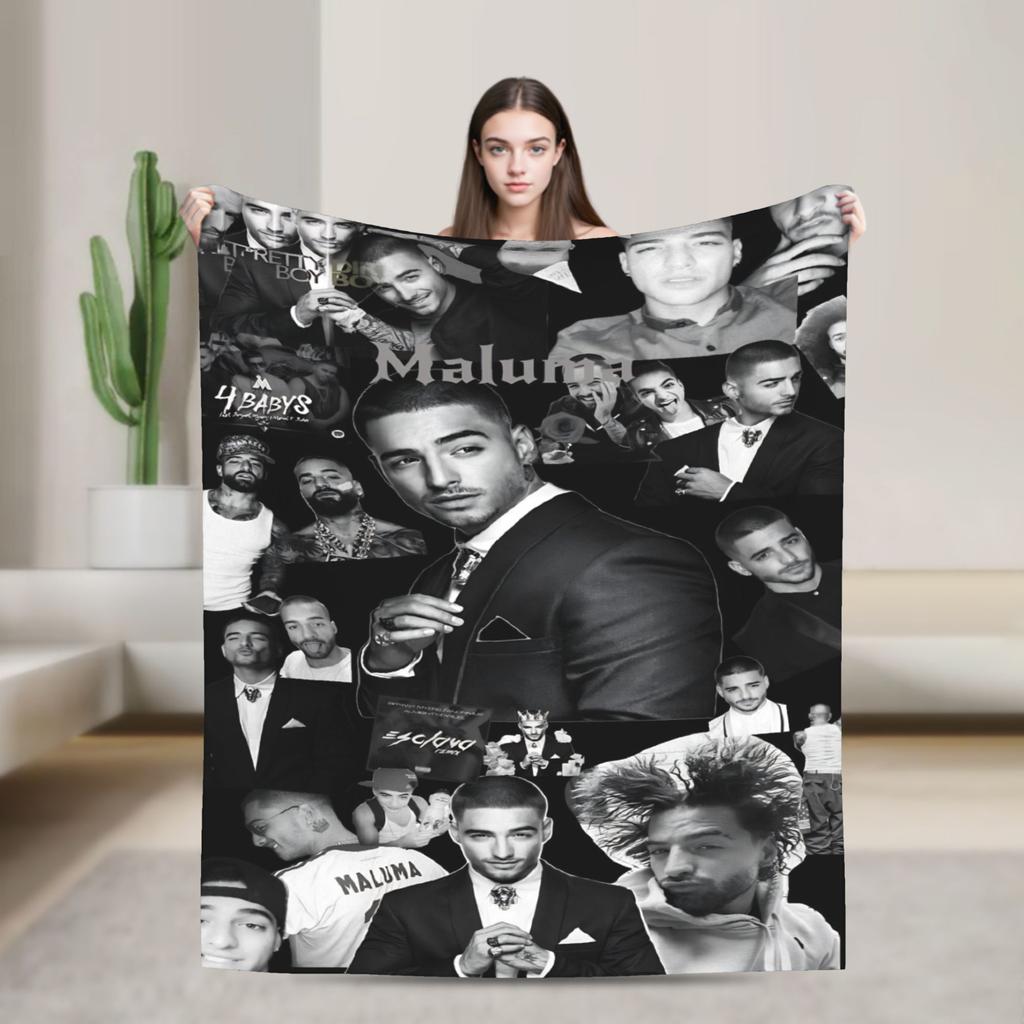 Maluma Colombian Singer Photo Collage Blankets Camping Flannel Throw Blanket For Bedroom Soft Warm Custom Quality Bedspread Gift