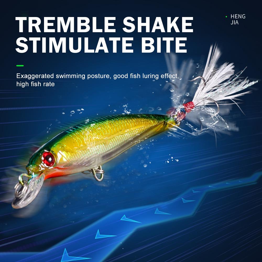 1pcs Lifelike Pike Lure 9cm 8g Hengjia Wobbler Minnow Fishing Lure with Feather Hook