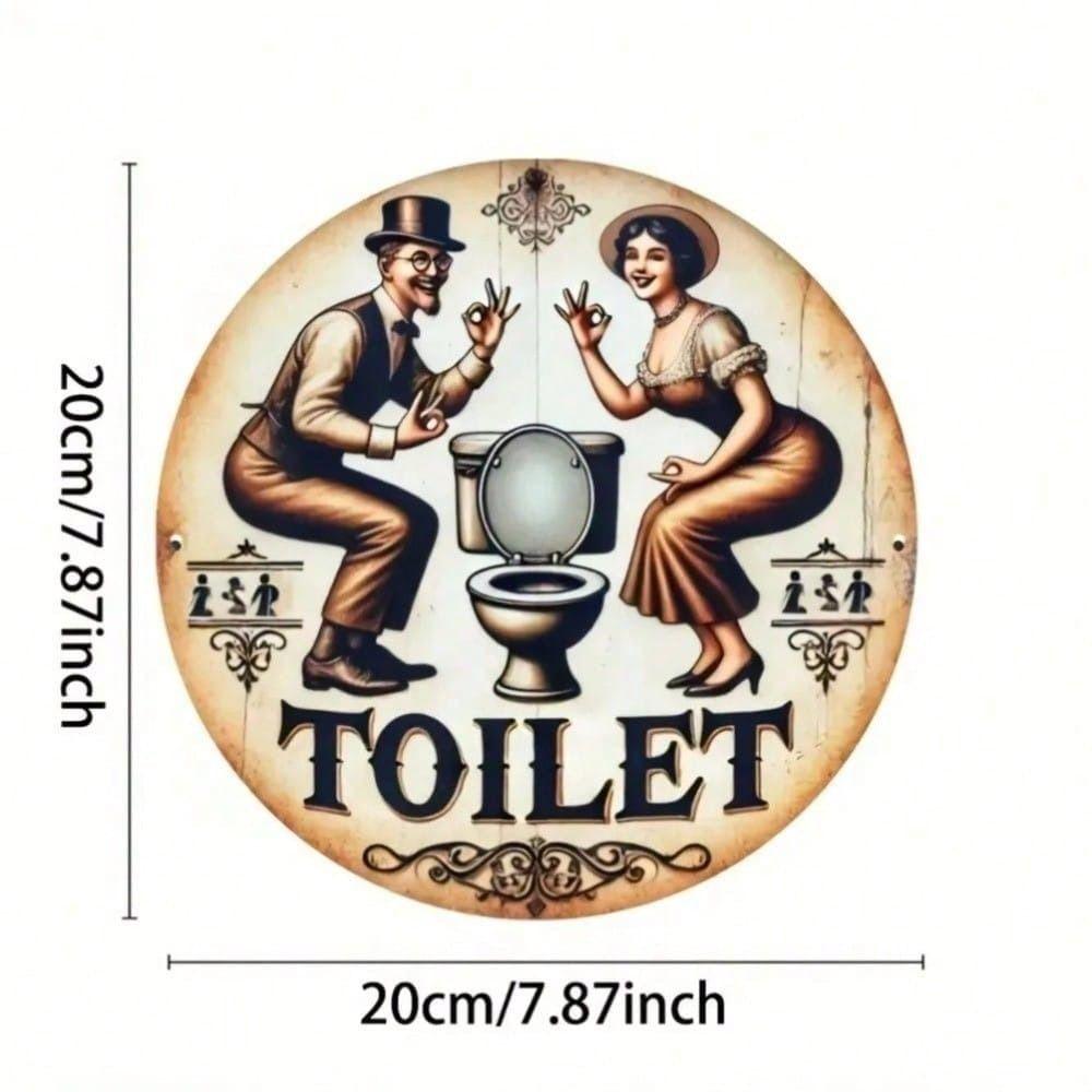Metal Poster Vintage Toilet Wall Art, Retro Bathroom Decor, Funny Tin Sign for Home Bar Man Cave