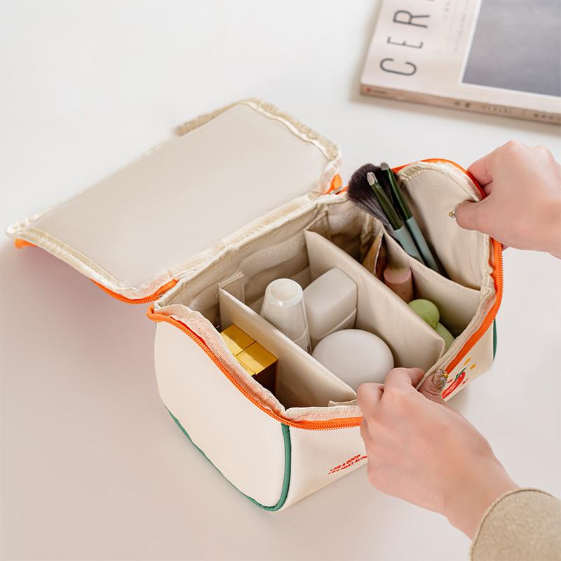 Cartoon Pattern Cosmetic Organizer Handbag for Girls Large Capacity Cute Hut Travel Makeup Bag