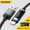 Essager כבל USB Type C 6A 120W עבור Xiaomi 14pro Led Display מטען טעינה מהירה כבל USB C כבל נתונים עבור Realme Black Shark